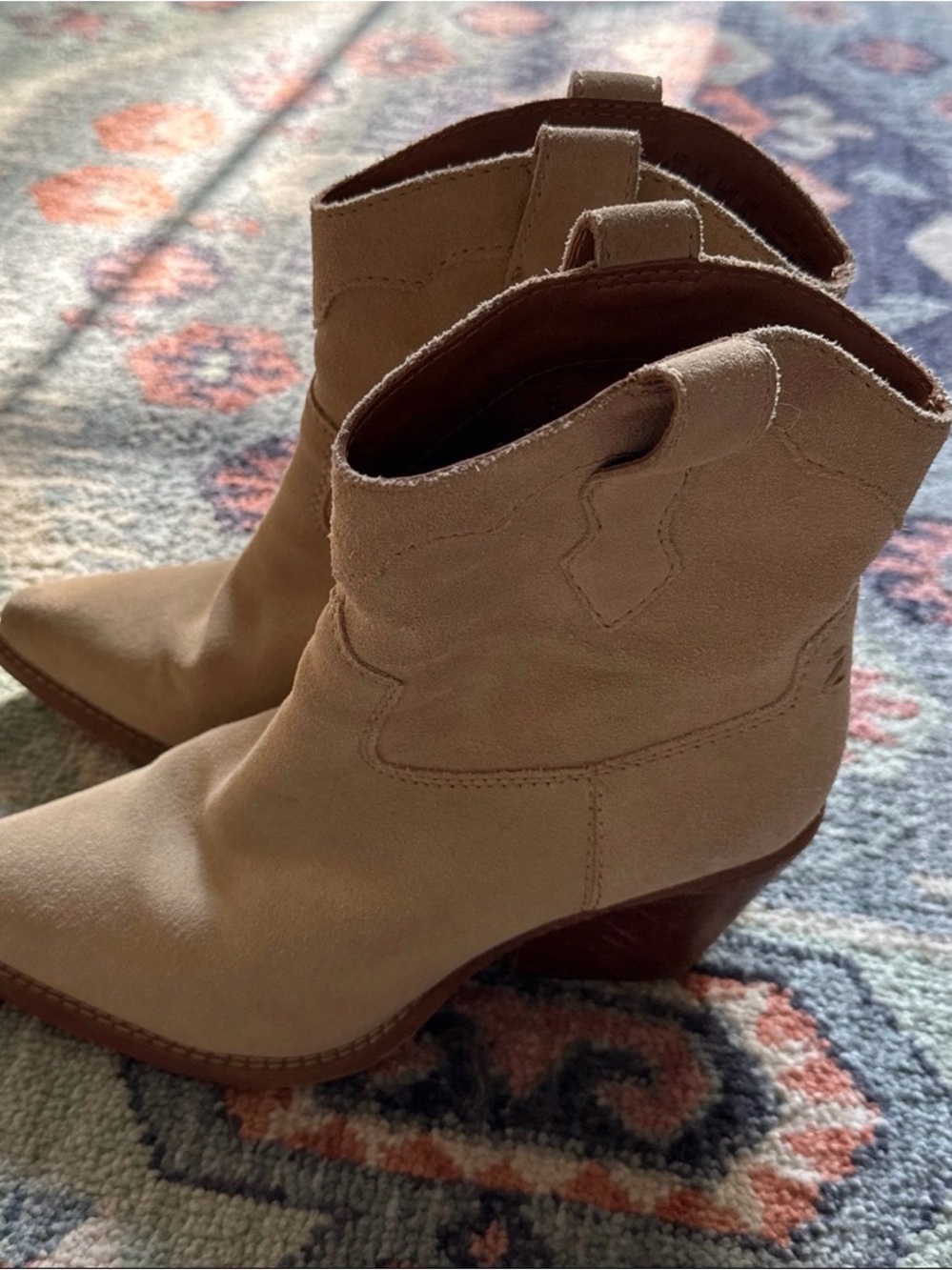 Zodiac Suede Ankle Booties in Light Tan